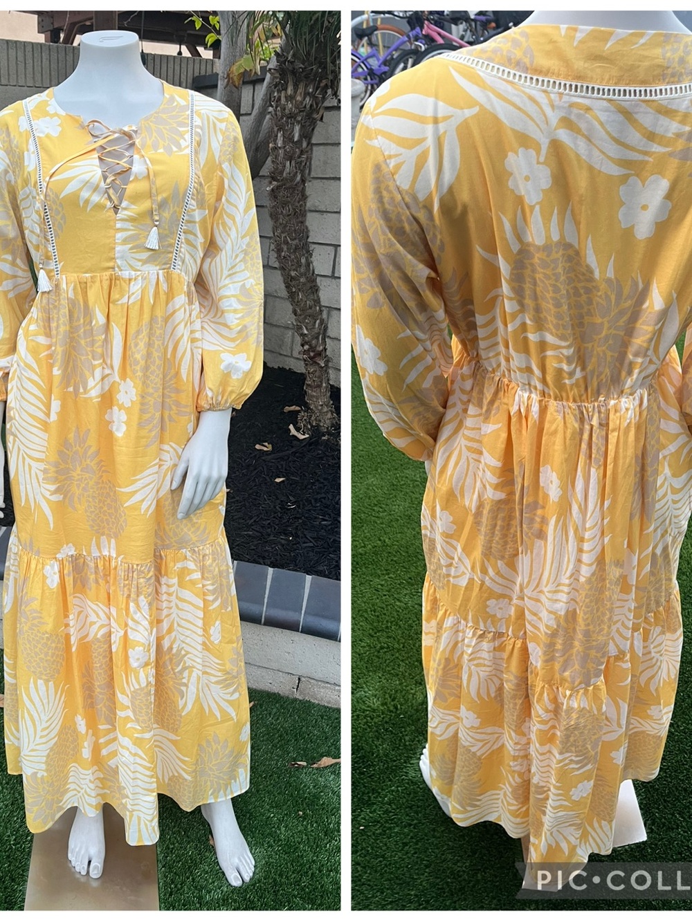 Reyn Spooner Yellow Tropical Print Maxi Dress - Picture 2 of 13
